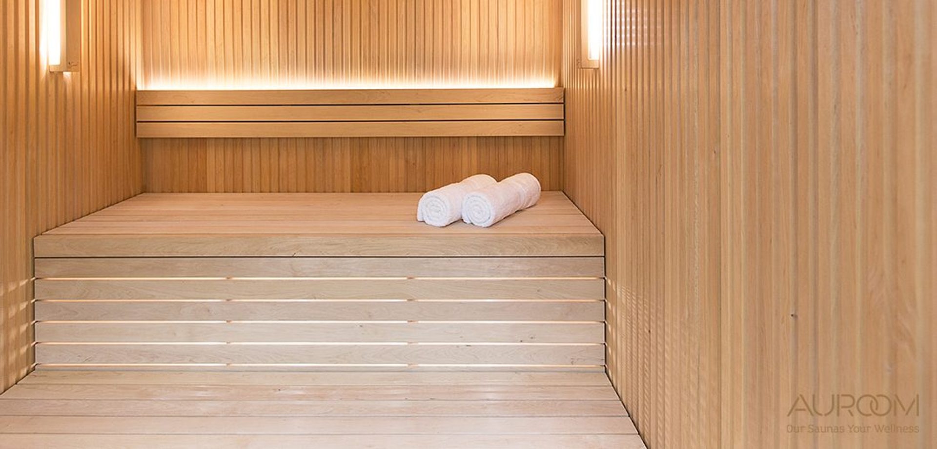 Ryggstöd för Bastu Auroom med LED-strip för Libera